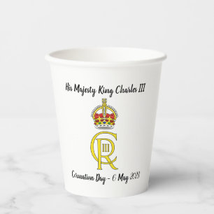Vasos De Papel Rey Carlos III Conmemoración de la coronación taza