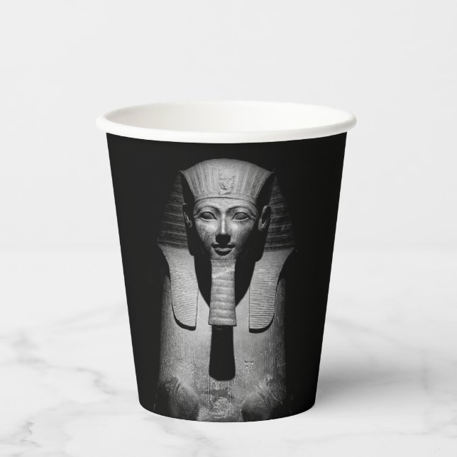 Vasos De Papel Rey faraón blanco y negro (Anverso)