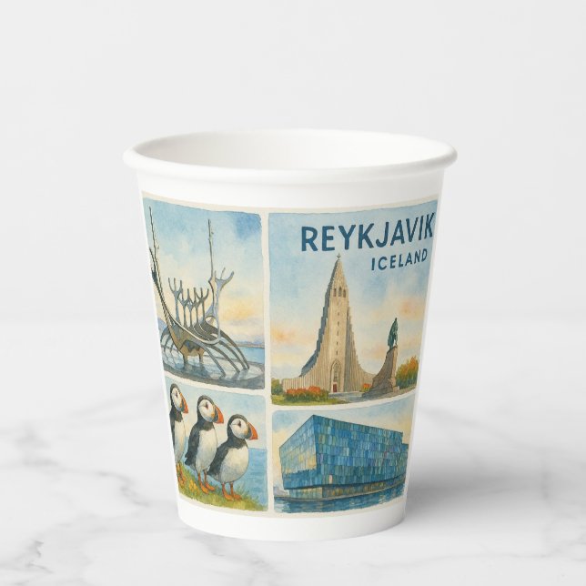 Vasos De Papel Reykjavik Islandia multivista  (Anverso)