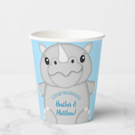 Vasos De Papel Rhino Baby Shower Blue