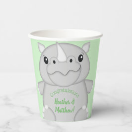 Vasos De Papel Rhino Baby Shower Green