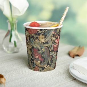 Vasos De Papel Rich Floral Tapestry Brocade Antiguo Clásico