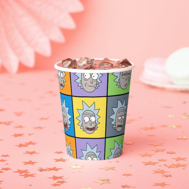 Vasos De Papel RICK AND MORTY™ | Los estados de ánimo de Rick (in situ)