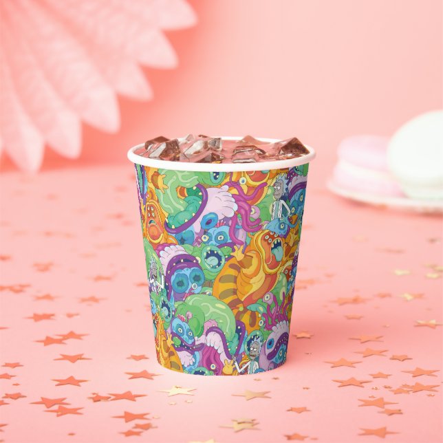 Vasos De Papel Rick Apocalypse Fiesta Alien Pattern (in situ)