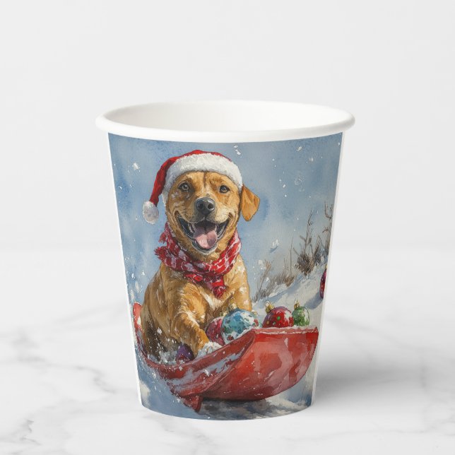 Vasos De Papel Ridgeback Perro Rhodés en Navidades sedantes (Anverso)
