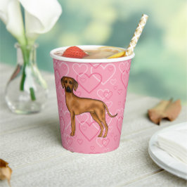 Vasos De Papel Ridgeback Rhodesia Perro Amor Patrón Corazón Rosa