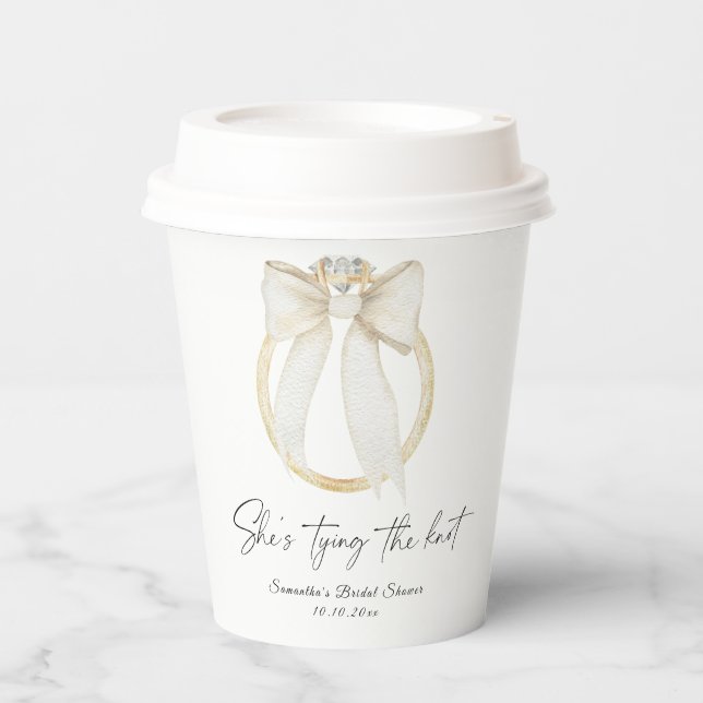 Vasos De Papel Ring Bow Está atando el nudo Bridal Shower (Anverso)