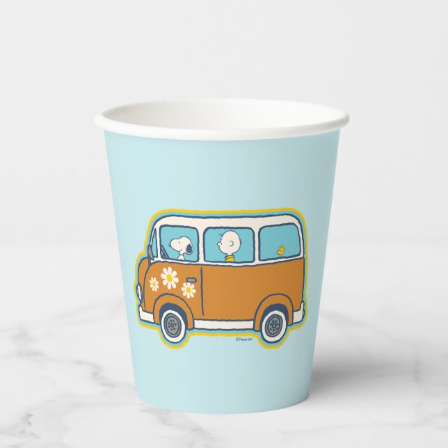 Vasos De Papel Road Trippin | Peanuts Road Trip Van (Anverso)