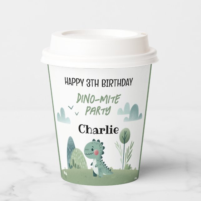 Vasos De Papel Roarsome Dino Birthday  (Anverso)