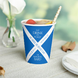 Vasos De Papel Robbie con bebida y tostada quema la bandera escoc