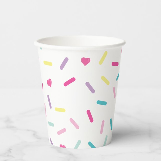 Vasos De Papel Rociar helados y pasteles cumpleaños (Anverso)