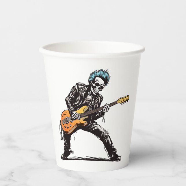 Vasos De Papel Rock and Roll Skeletons Birthday Party (Anverso)