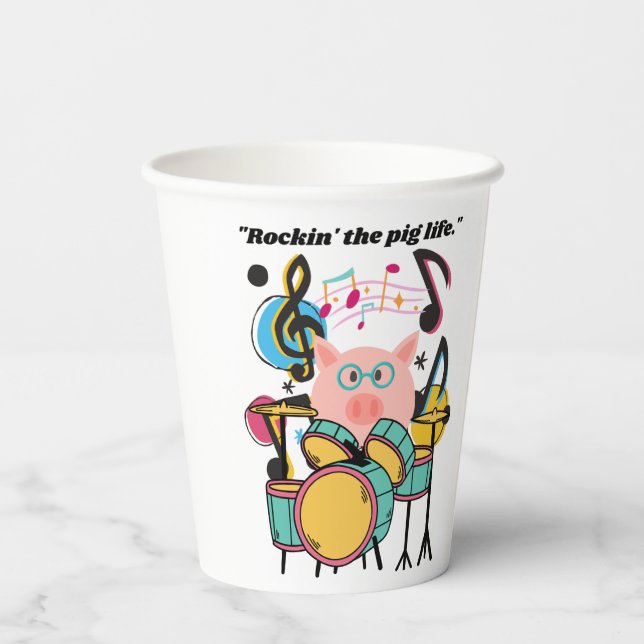 Vasos De Papel Rockear la vida del cerdo (Reverso )