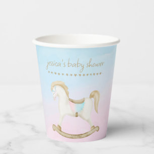 Vasos De Papel Rockefeller Blue Pink Gender Neutral Baby Shower