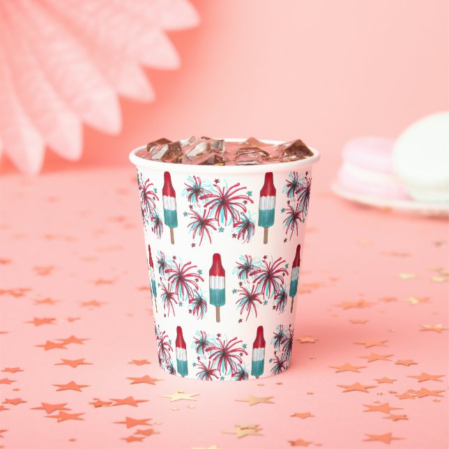 Vasos De Papel Rocket azul rojo Pop Popsics Fireworks Estados Uni (in situ)