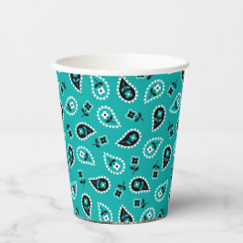 Vasos De Papel Rodeo azul turquesa de Bandana salvaje Oeste