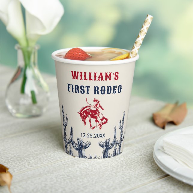 Vasos De Papel Rodeo Western Cowboy 1 Fiesta de cumpleaños (in situ)