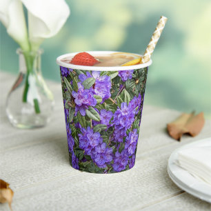 Vasos De Papel Rododendros morados florecen