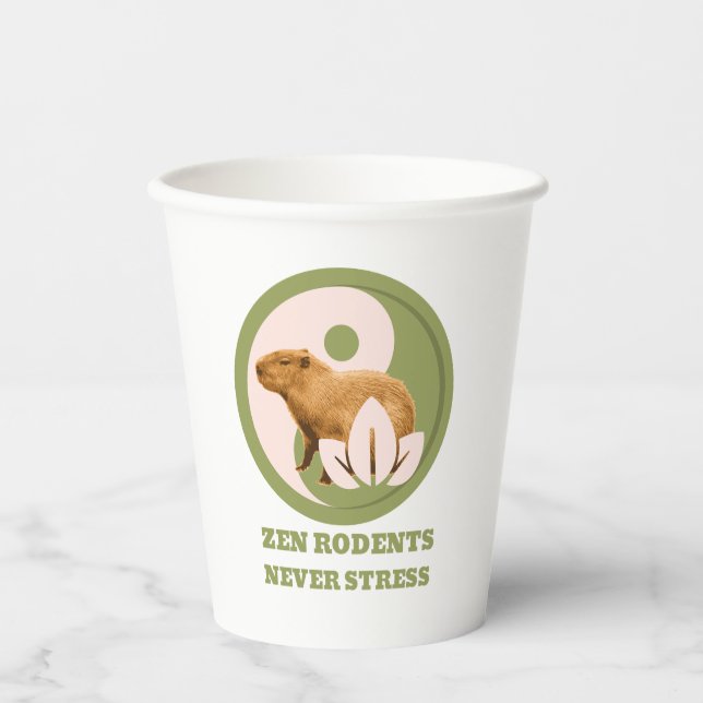 Vasos De Papel Roedores Zen Nunca Estrés Humor de Capybara (Anverso)