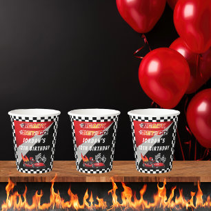 Vasos De Papel Roja   Cumpleaños de la Carreras Black Go Kart