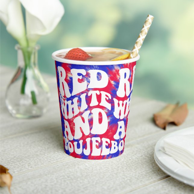 Vasos De Papel Rojo Blanco Boujee América Despedida de Soltera  (in situ)