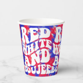 Vasos De Papel Rojo Blanco Boujee América Despedida de Soltera 