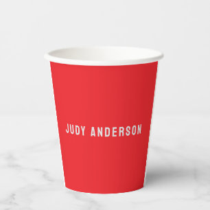 Vasos De Papel Rojo Brillante Nombre Profesional Plano Moderno El