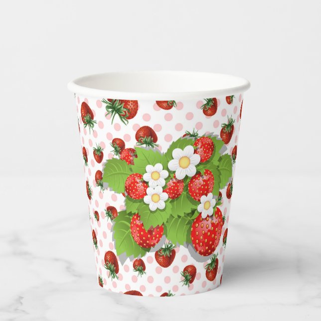 Vasos De Papel Rojo Fresa (Anverso)