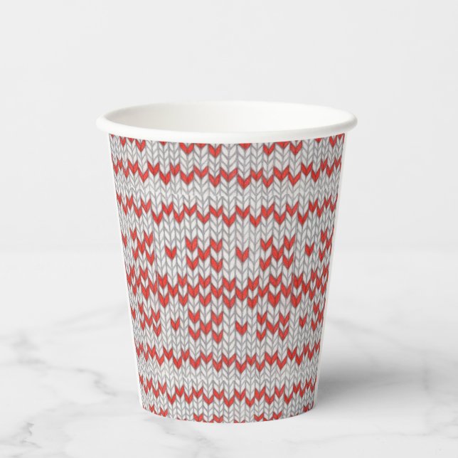 Vasos de papel ROJO NORDICO TEJIDO (Anverso)