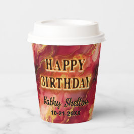 Vasos De Papel Rojo y Oro Flamante caliente