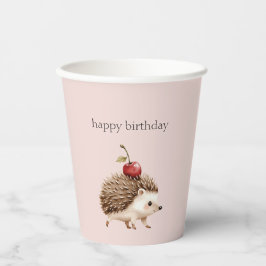 Vasos De Papel Rojos de cereza rosa sonrojo adorable cumpleaños e