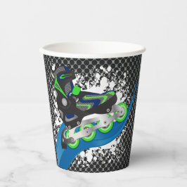 Vasos De Papel Roller Blade Grunge Green Birday Party