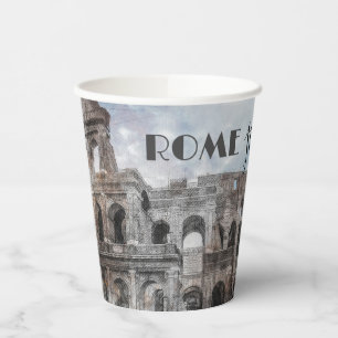 Vasos De Papel Roma Italia Colosseum Viaje Arte Vintage