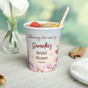 Vasos De Papel Romance en Flor - Taza de papel para fiesta de com