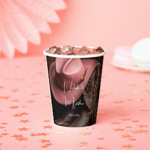 Vasos De Papel Romance rústico: Boots de vaquero y Boda de Gorra 
