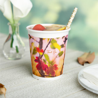 Vasos De Papel Romantic Leaves Boho – Botanical Fantasy Thank You