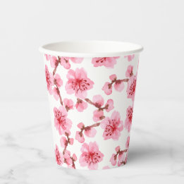 Vasos De Papel Romantic pink Cherry blosson