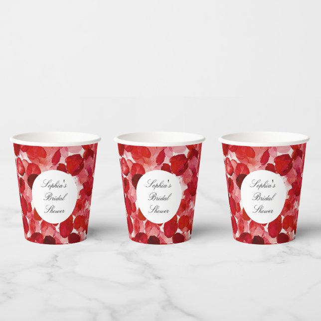 Vasos De Papel Romántica Rosa Roja Petela Boda Floral (Multi)