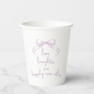 Vasos De Papel Romántico Bow Lilac Love Laughter