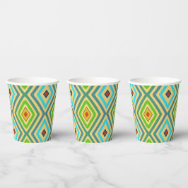 Vasos De Papel Rombo Diamante Verde Azul Geométrico 
