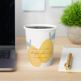 Vasos De Papel Ronda Baby Shower de Cítricos de Fruto de Limón Am