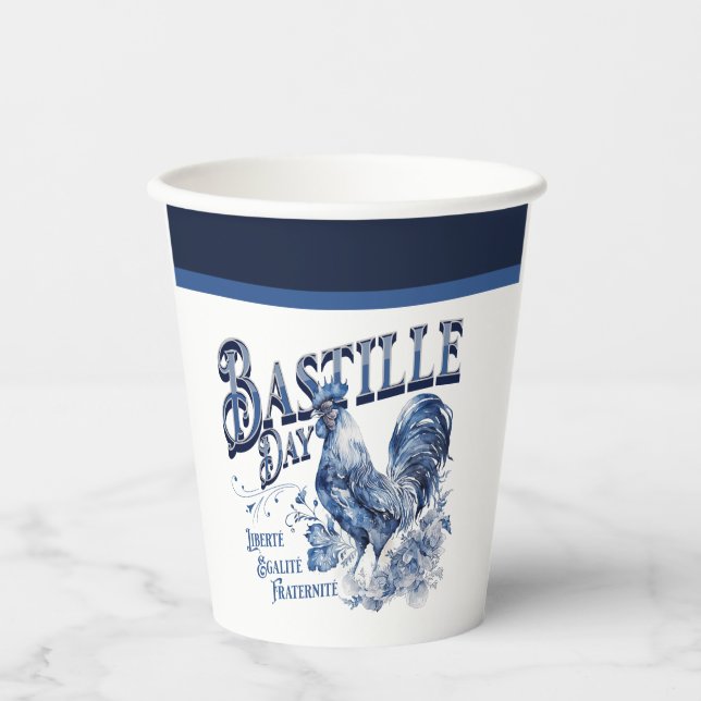 Vasos De Papel Rooster por el Día de la Bastilla (Anverso)