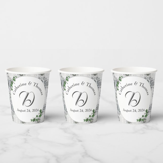 Vasos De Papel Ropa blanca y hojas de Rosa (Multi)