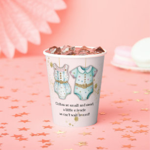 Vasos De Papel Ropa capilar sincera de género Baby Shower neutro