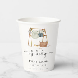 Vasos De Papel Ropa de Baby Shower de Boho Minimalista neutral de