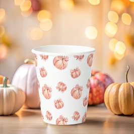 Vasos De Papel Ropa de calabaza rosa de color Baby Shower moderno
