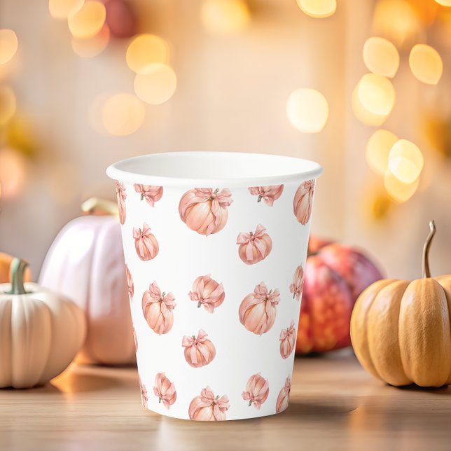 Vasos De Papel Ropa de calabaza rosa de color Baby Shower moderno (Subido por el creador)