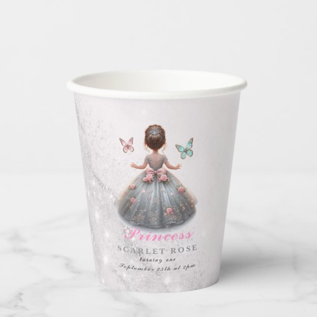 Vasos De Papel Ropa de plata rosa vestido Fairytale fiesta de cum (Anverso)