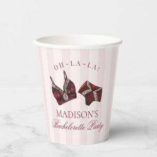Vasos De Papel Ropa Interior Roja Borgoña para Despedida de Solte