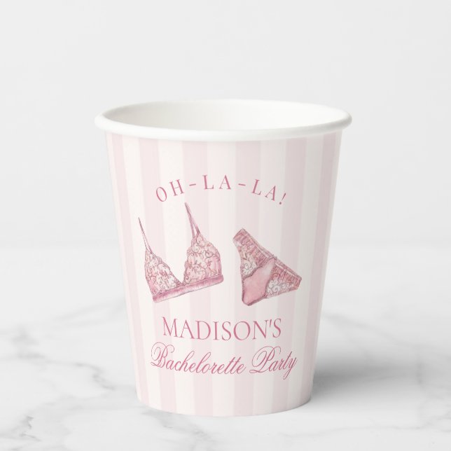 Vasos De Papel Ropa Interior Rosa Pastel para Ducha de Soltera De (Anverso)